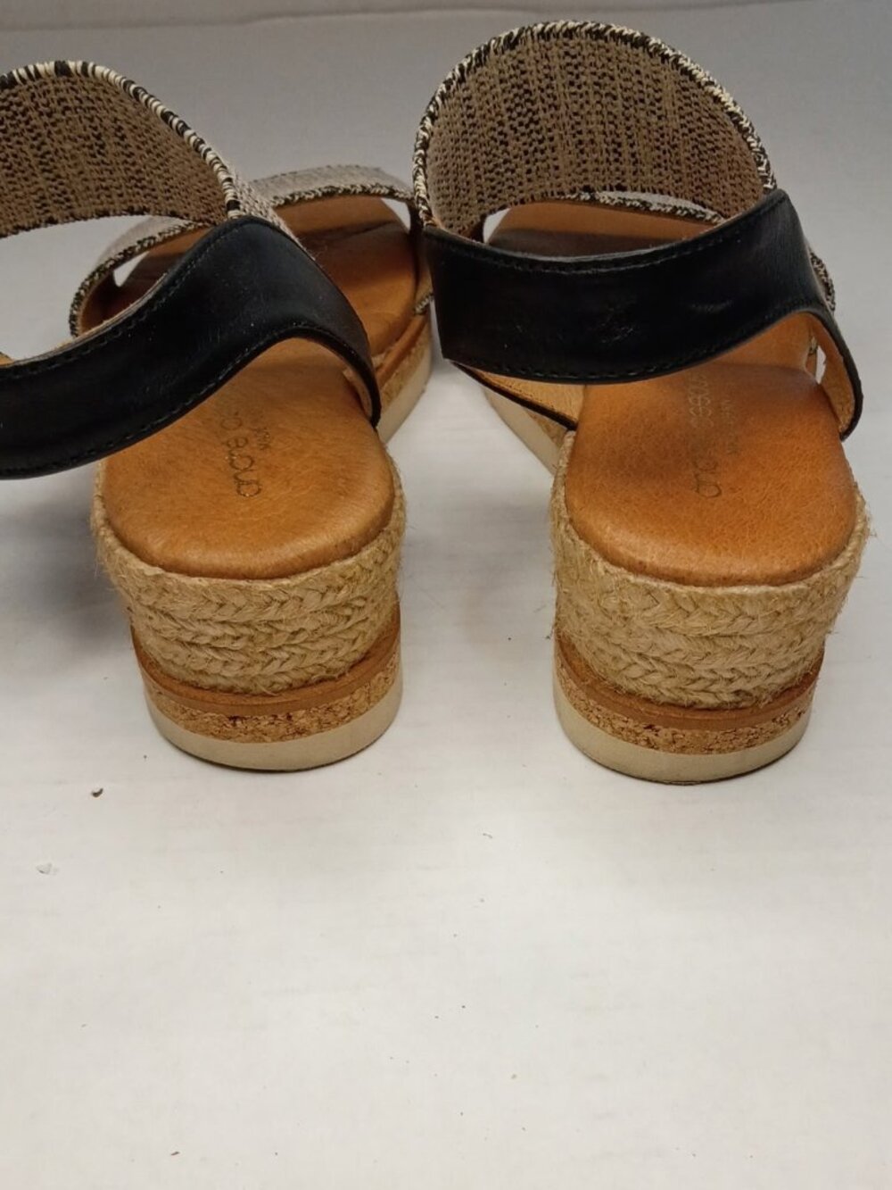 Andre Assous Neveah Black Linen Espadrille Wedge Sandals Size 6 - Picture 6 of 7